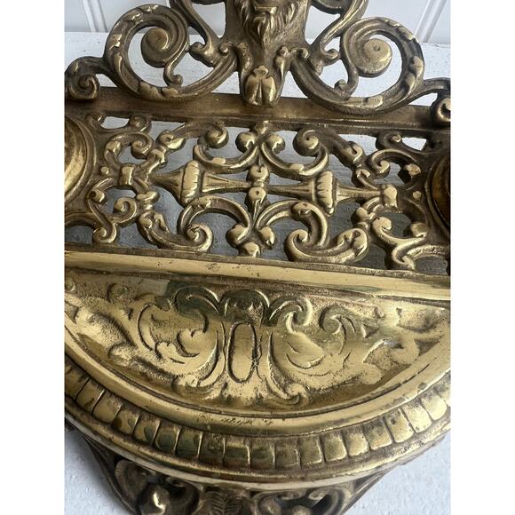 Vintage Ornate Brass Double Inkwell | Victorian-Inspired Desk Accessory - Picture 5 of 9